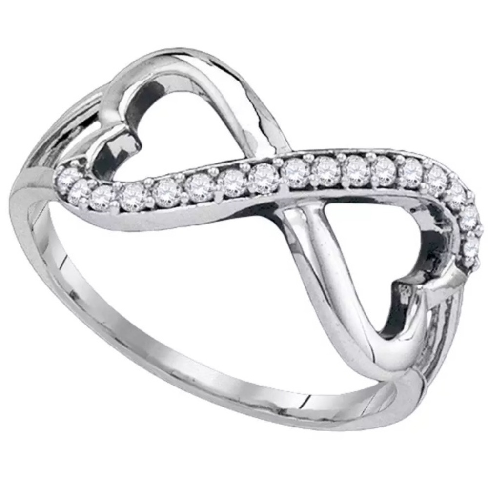 10kt Women Diamond Infinity Heart Ring 1/6 Cttw